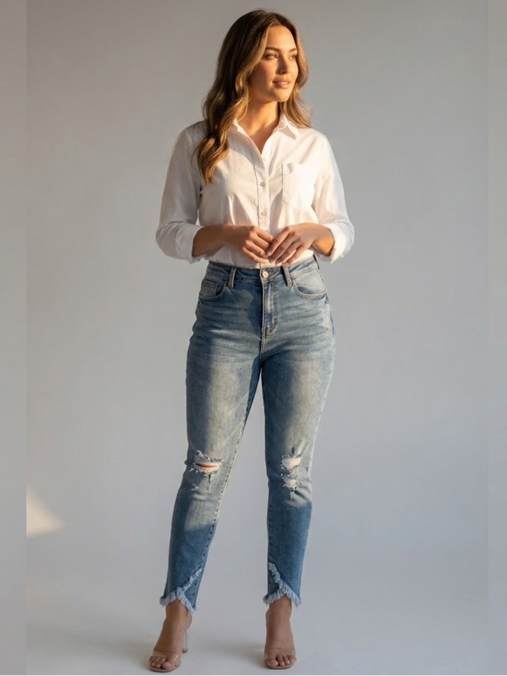 Royalty For Me Vintage Stretch Distressed High Rise Ankle Skinny Jeans Size 8